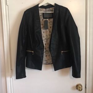 Cavalini Black Vegan Faux Leather Jacket, NWT